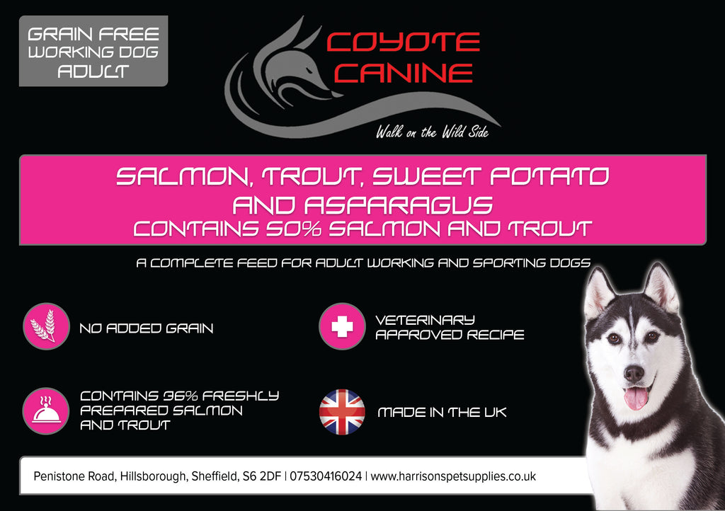 Coyote Canine Grain Free Salmon, Trout, Sweet Potato & Asparagus - Harrison's Pet Supplies