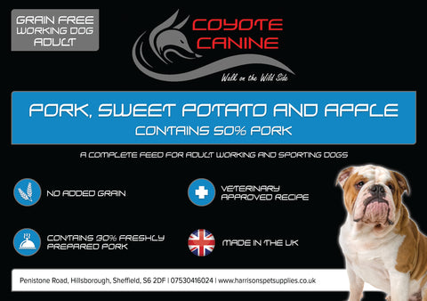 Coyote Canine Grain Free Pork, Sweet Potato & Apple - Harrison's Pet Supplies