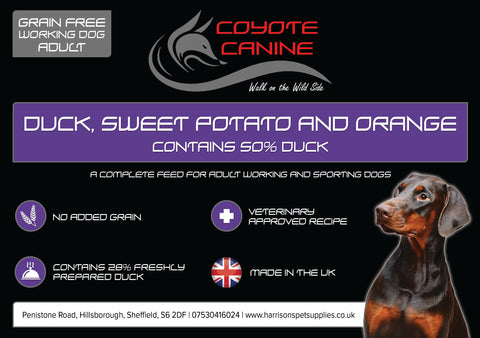 Coyote Canine Grain Free Duck, Sweet Potato & Orange - Harrison's Pet Supplies