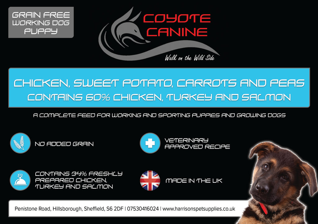 Coyote Canine Grain Free Puppy Chicken, Sweet Potato, Carrots & Peas - Harrison's Pet Supplies