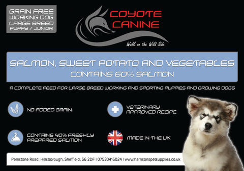 Coyote Canine Grain Free Puppy/Junior Large Breed, Salmon, Sweet Potato & Vegetables - Harrison's Pet Supplies