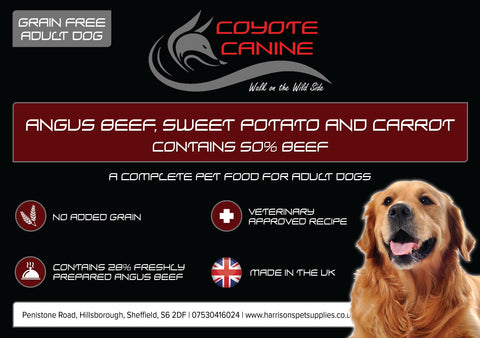 Coyote Canine Grain Free Angus Beef, Sweet Potato & Carrot - Harrison's Pet Supplies